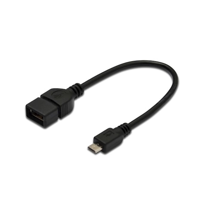 OTG კაბელი DIGITUS USB 2.0 adpter cable, OTG, type micro B - A
