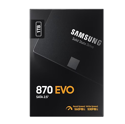 SSD დისკი  1Tb Samsung 870 EVO (MZ-77E1T0BW) internal SSD, 2.5", 1000 GB, SATA-III, read: 560 MB/s, write: 530 MB/s, TLC