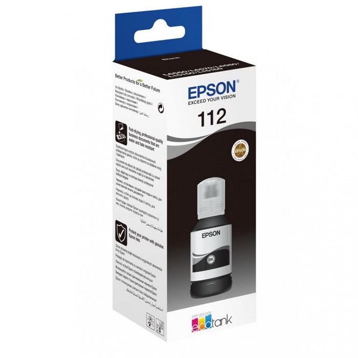ორგინალი მელანი  Epson 112 ECOTANK PIGMENT BLACK INK BOTTLE C13T06C14A 70.0 ml for L15180, L15150, L15160, L6xx0