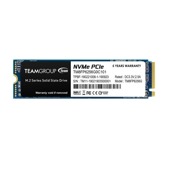 SSD დისკი TEAM 256GB M.2-2280, PCI-E Gen3x4, MP33 , 3D NAND TLC NVMe , TM8FP6256G0C101, R/W: up to 1600/1000 MB/s