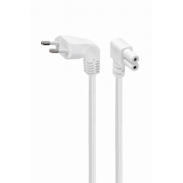 კაბელი/ Power cord (C7) with angled connectors/VDE approved/2.5 m/white