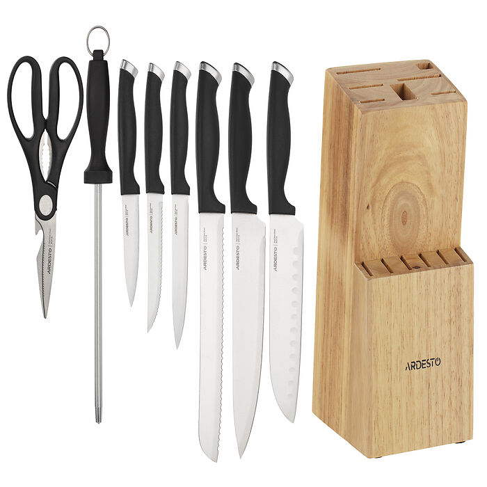 დანების კომპლექტი Ardesto Knife set <AR2114SW> Gemini Gourmet 14 pcs, s/s, plastic, block: rubber wood