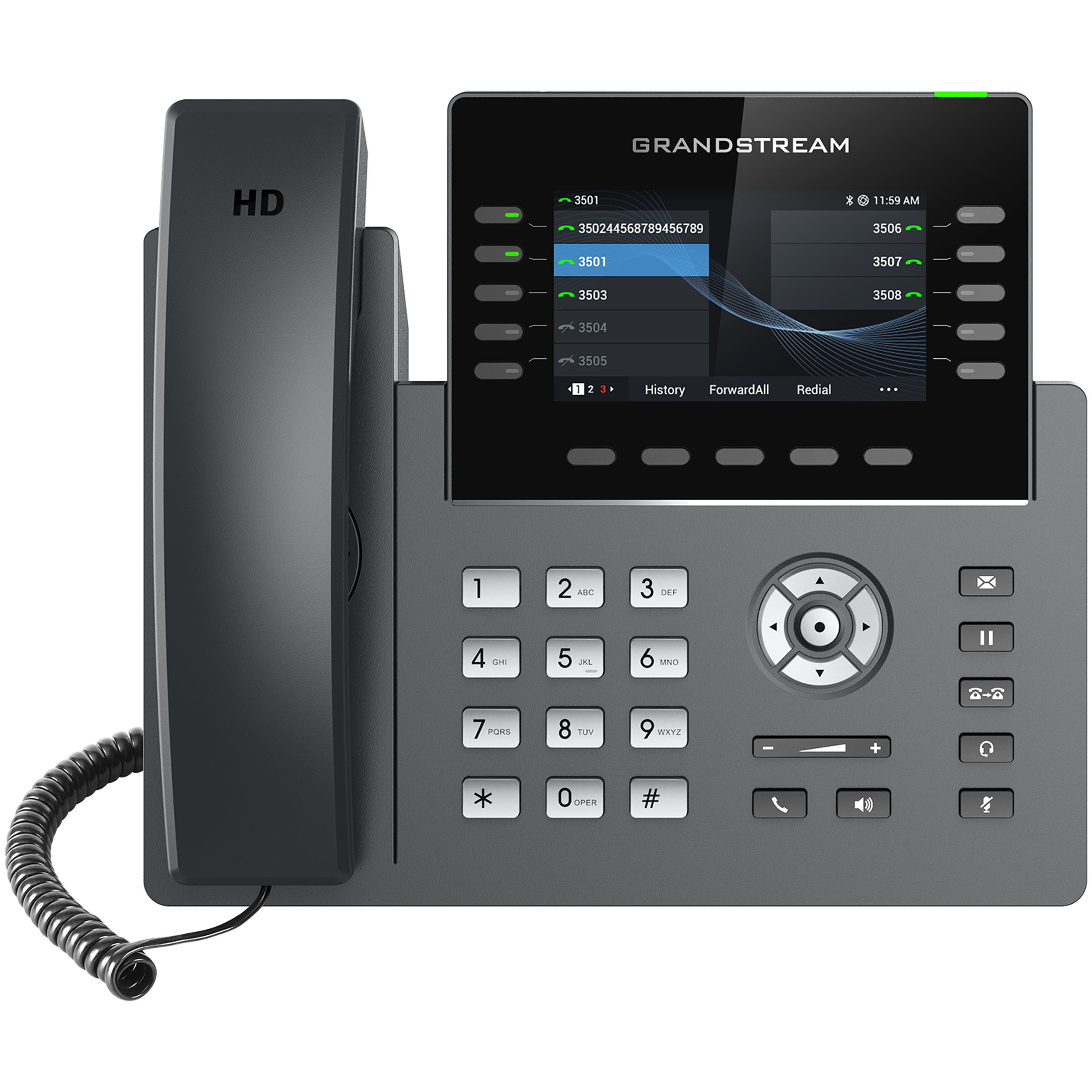 IP ტელეფონი Grandstream GRP2615 IP Phone PoE: 5 SIP, 10 line keys, Up to 40 digital BLF keys, WiFi