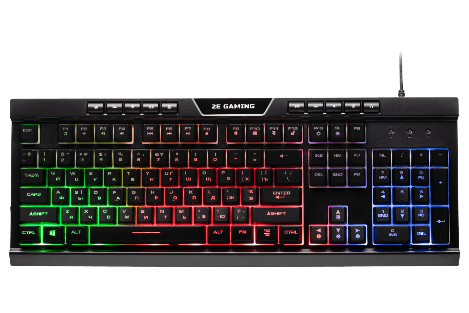 კლავიატურა ( KG300 LED )  2E GAMING Keyboard KG300 LED USB Black Ukr