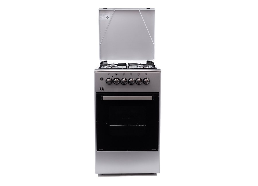 გაზქურა  Oz OE 5040 IX / OSE50X50X4 Coocker, 4Gas, Oven-Electric, 50x50x85, Silver, Top metal