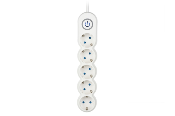 დამაგრძელებელი (2E-U05VESM3W) 2E WITH 5 SOCKETS AND A SWITCH 3G1.0, 3M, SURGE PROTECTOR, WHITE 