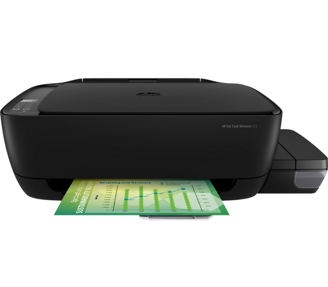 მრავალფუნქციური ფერადი ჯავლური პრინტერი HP Ink Tank Wireless 415 Printer (Z4B53A) print copy scan, 10ppm, 1200 x 1200, GT52 Cyan, Magenta, Yellow, GT51 Black, usb wifi