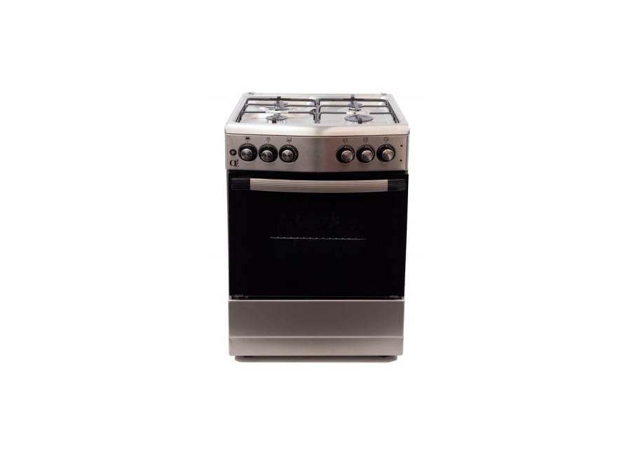 გაზქურა  Oz OM 6040 IX / OCourved60x60 Coocker, 4Gas, Oven-Combination,Lighter, 2Plates, 60x60x85, Silver, Top glass