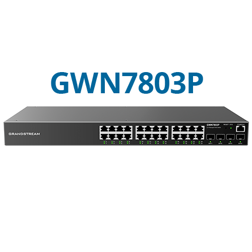 სვიჩი Grandstream GWN7803P | Enterprise Layer 2+ Managed Switch | 24-ports Gigabit Ethernet | PoE/PoE+ (360W) | 4-SFP