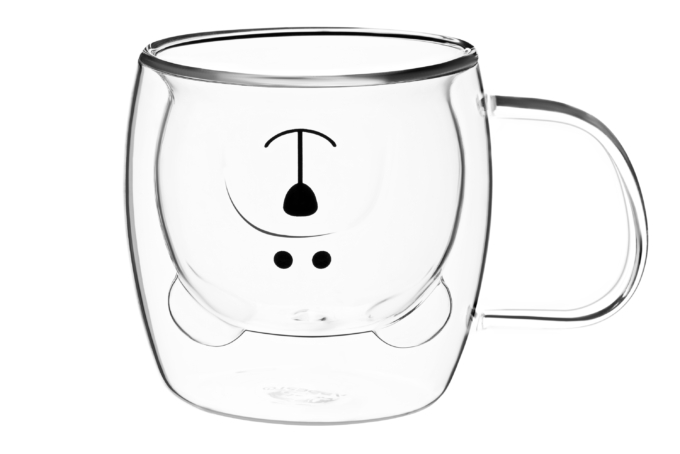  ჭიქა Ardesto Double wall borosilicate glass mug set Animals, 250 ml, 2 pcs, with handles