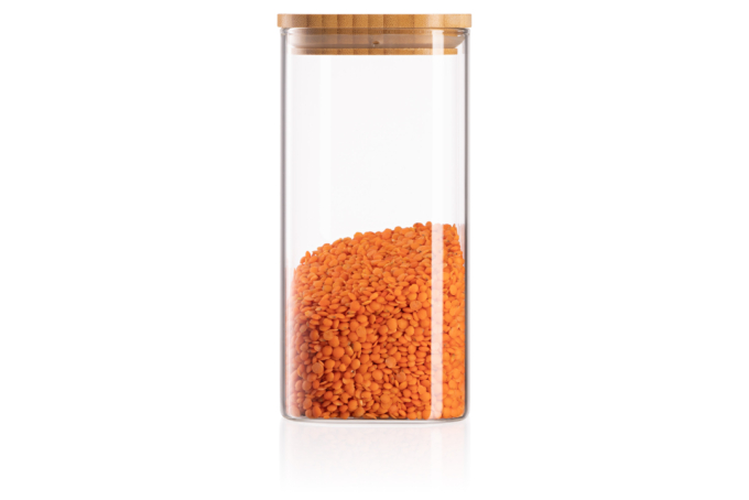 ქილა Ardesto Jar Fresh, 700 ml, square, glass, bamboo