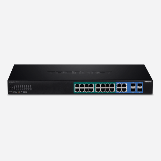 PoE+ სვიჩი TRENDnet  TPE-1620WS 16-Port Gigabit Web Smart PoE+ Switch/16 x Gigabit PoE+ ports/2 x Shared SFP slots/Switch fabric: 32 Gbps/PoE budget: 185 Watts TPE-1620WS