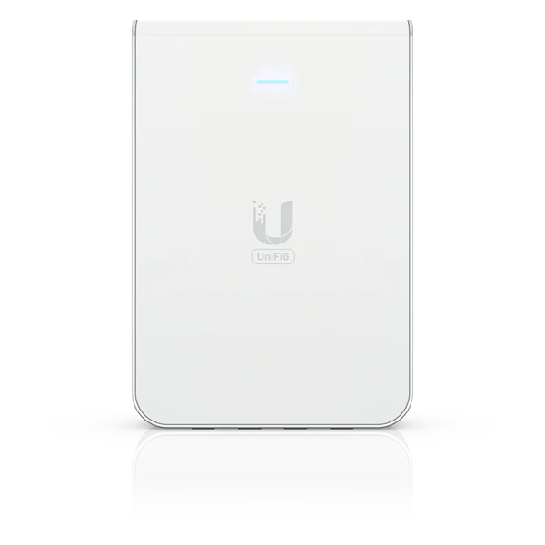 უკაბელო წვდომის წერტილი UniFi6 In-Wall. Wall-mounted WiFi 6 access point with a built-in PoE switch | 115 m² (1,250 ft²) coverage | 300+ connected devices