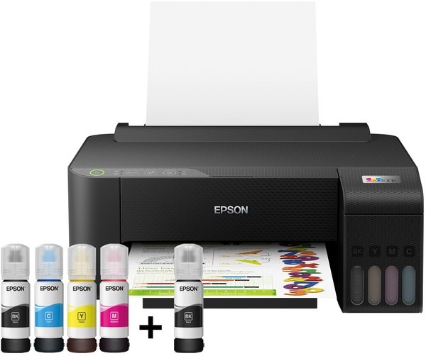 ჭავლური პრინტერი EPSON Printer  EcoTank L1250 with Wi-Fi (C11CJ71404) A4, Display, 5760 x 1440 dpi, 33.0 ppm/15.0 ppm (draft), 10.0 ipm/5.0 ipm*(ISO), USB, Wi-Fi, INK C13T00S(1-4)4A (N103)