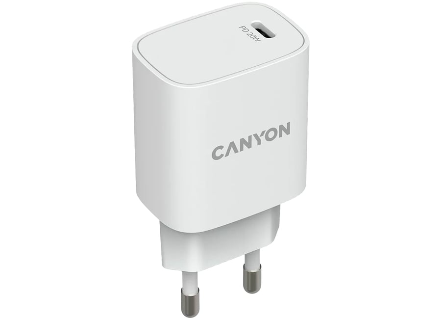 დამტენი  Canyon 20W wall charger CNE-CHA20W02 USB-C White