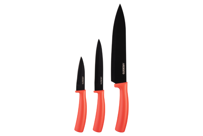 დანების ნაკრები Ardesto Black Mars Knives Set 3 pcs, red, stainless steel, plastic