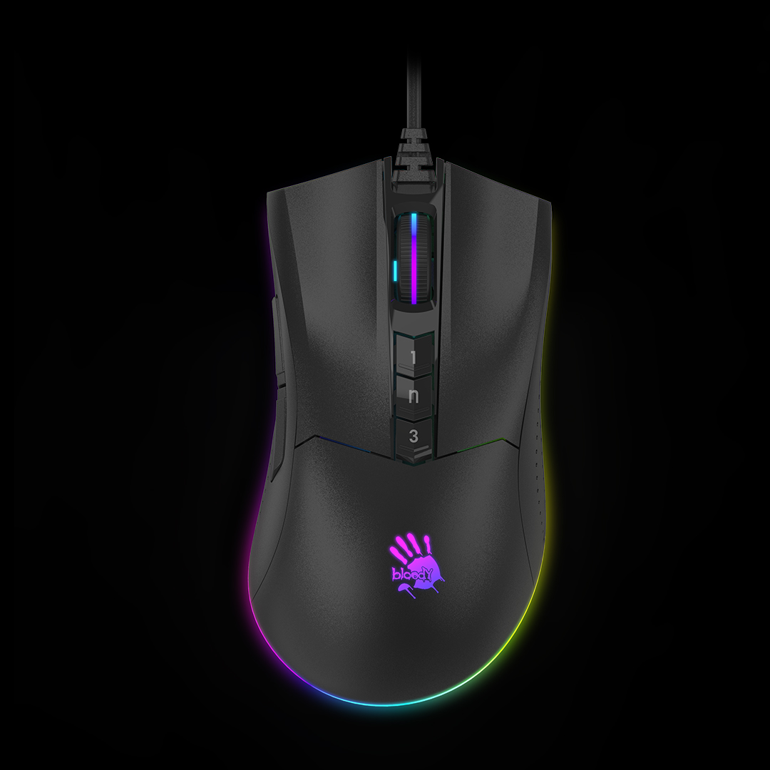 მაუსი Bloody P90s RGB Gaming Mouse USB (Stone Black) Activated | BC3332-S Gaming Engine | 100~8,000 CPI | 150 ips | 125~2,000 Hz | 1 ms | Micro-Switch: Over 20 Million Clicks ( Left / Right Button )