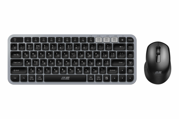 კლავიატურა და მაუსი 2E Combo keyboard and mouse MK430 WL/BT, EN/UK/RU, grey-black