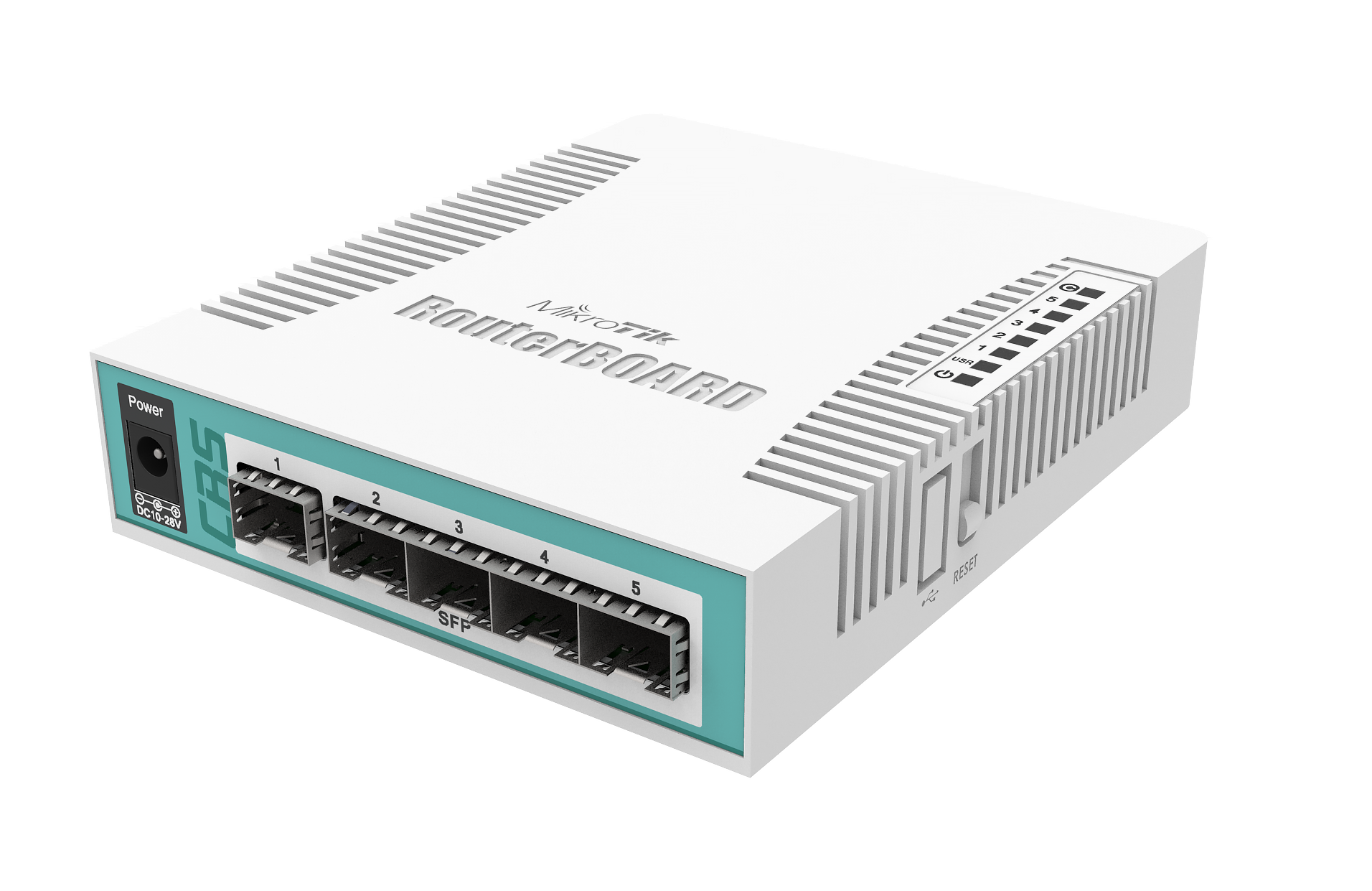სვიჩი MikroTik CRS106-1C-5S | Smart Switch, 5x SFP cages, 1x Combo port (SFP or Gigabit Ethernet), 400MHz CPU, 128MB RAM, desktop case, RouterOS L5