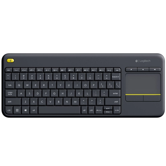 კლავიატურა LOGITECH K400 Plus Wireless Touch Keyboard - BLACK - US INT'L | Connection Type Logitech Unifying protocol (2.4 GHz) Wireless range: >10 m wireless range | L920-007145