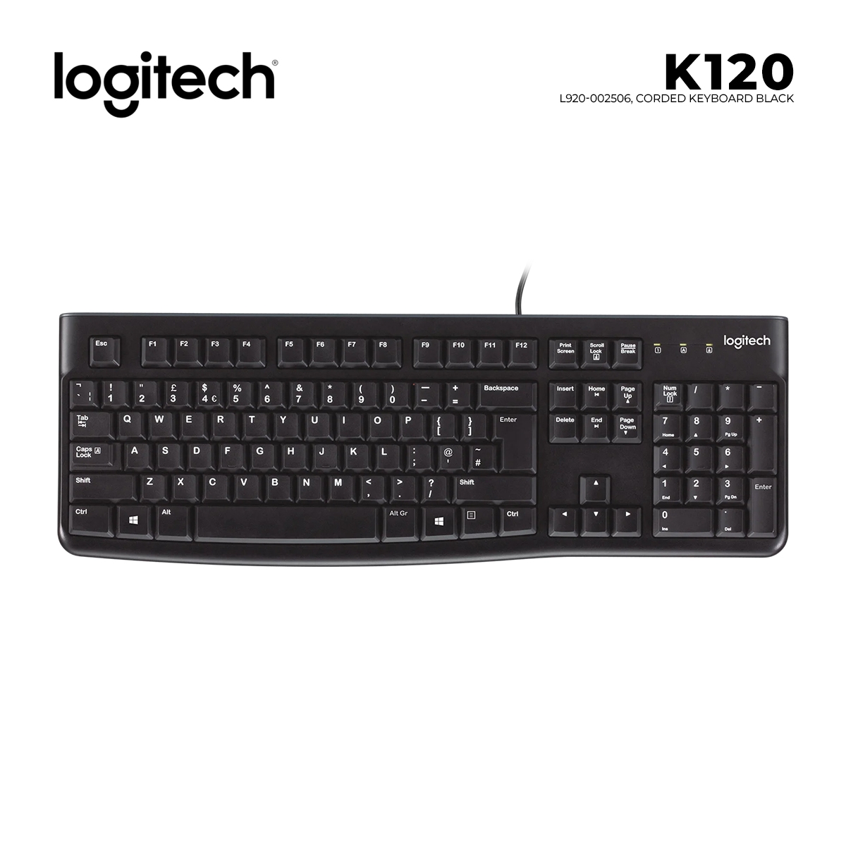 კლავიატურა LOGITECH Corded Keyboard K120 - EER - Russian layout - BLACK