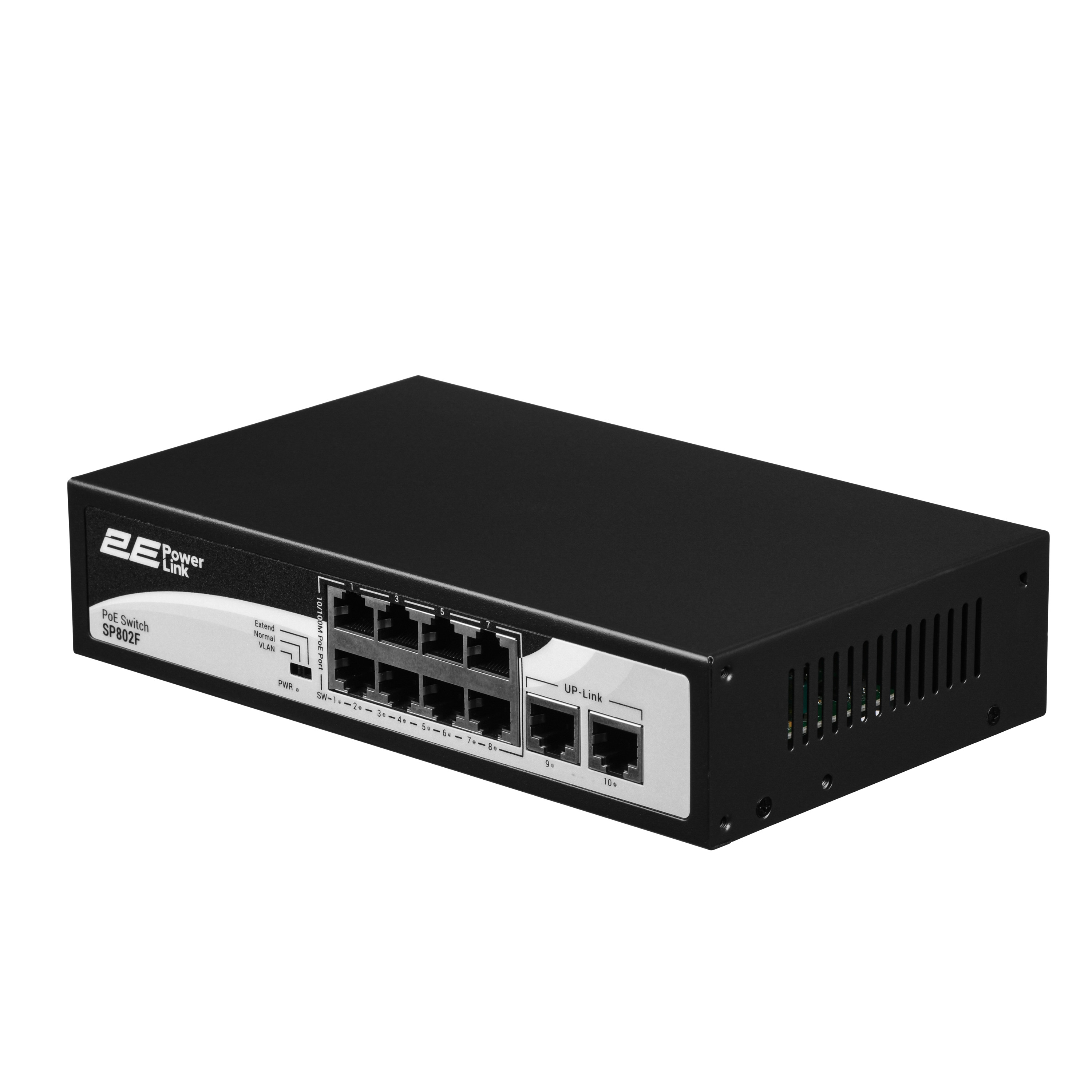სვიჩი 2E POWERLINK SWITCH SP802F 10XFE (8XFE POE+, 2XFE UPLINK, 96W),  10/100 UNMANAGED