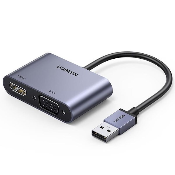 ადაპტერი UGREEN CM449 (20518) USB to HDMI / VGA Converter 3.0, Silver