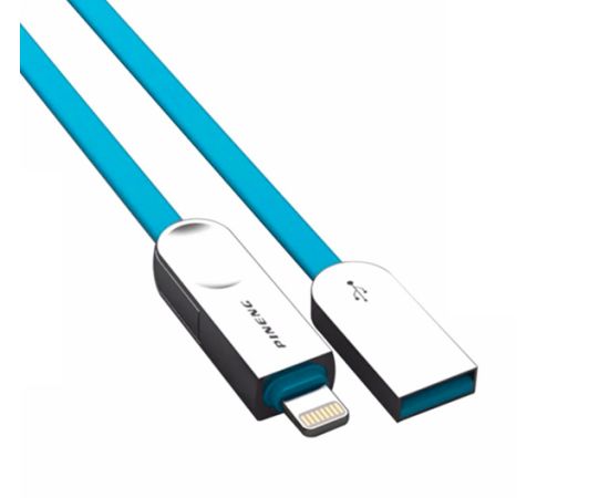 კაბელი iphone &amp; mico USB მეტალის კეცვადი თავით, ლურჯი PN307 Blue