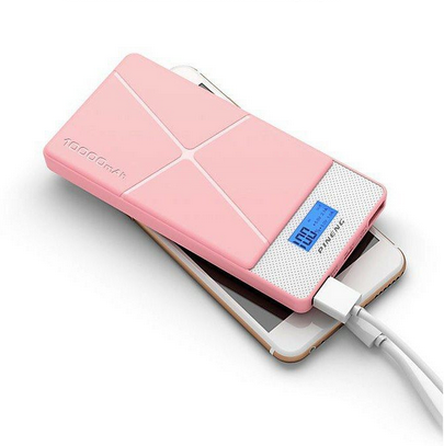 პორტატული დამტენი ეკრანით 10000 mAh ვარდისფერი PINENG PN-983s 10000mAh Lithium Polymer Power Bank - Pink 