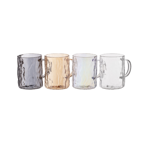 ჭიქების ნაჭრები Ardesto Set of cups Shine mix, 260ml, 4pcs, borosilicate glass, transparent, golden, grey, pearlescent