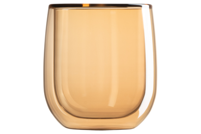 ჭიქა Ardesto Doublewall mug set Golden Moon, 250ml, 2pcs, borosilicate glass, golden