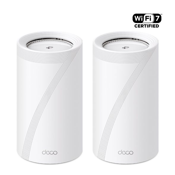 WiFi სისტემა TP-link Deco BE85(2-pack) | BE19000 Tri-Band Whole Home Mesh WiFi 7 System | 12-Stream 19 Gbps Tri-Band WiFi : 11530 Mbps (6 GHz) + 5765 Mbps (5 GHz) + 1376 Mbps (2.4 GHz)