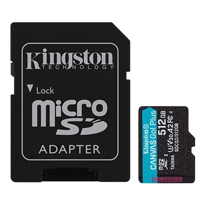 Kingston microSD 512GB C10 UHS-I U3 A2 R170/W90MB/s + SD
