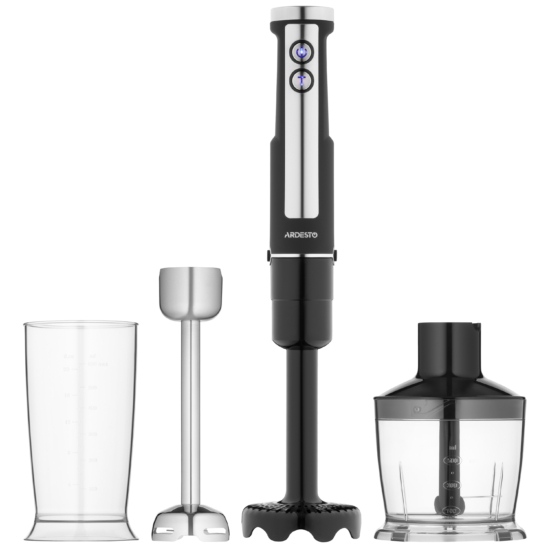 ბლენდერი Ardesto submersible blender 1000W, 3in1, bowl-600ml, chopper-500ml, black-silver