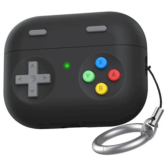 ყურსასმენის ქეისი Mobile Accessory Other/ AHASTYLE PT-DD04 For Apple AirPods Pro 2 Game Console Design Split Silicone Protective Cover Earphone Case - Black