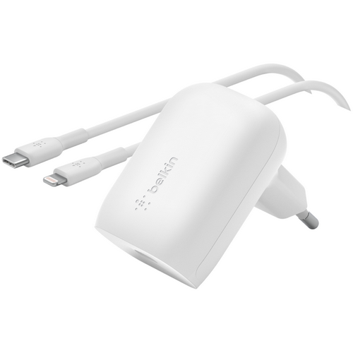მობილურის დამტენი Belkin Wall Charger 30W USB-C PD PPS, 1M PVC C-LTG, white (WCA005VF1MWH-B5)