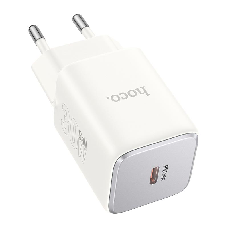 ადაპტერი Hoco N43 Vista single port PD30W charger moonlight white (6942007620215)