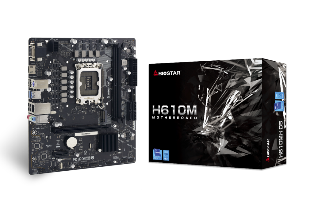 დედადაფა Biostar Motherboard H610MH (Intel LGA 1700) Micro ATX Black |  2-DIMM DDR5 up to 96 GB Memory | Supports 12 th / 13 th / 14 th Generation Intel Core™ Processor | 1 x M.2