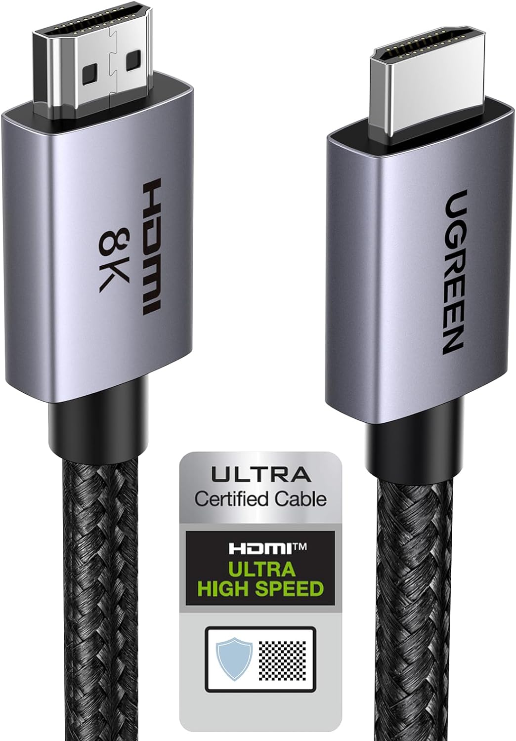 HDMI კაბელი UGREEN HD171 (25910), 8K HDMI To HDMI, UGREEN (HD171) HDMI 2.1 8K cable support 3D HDCP 2.2&2.3, eARC HDR 10 Dolby 2M (25910) , 2M, Grey