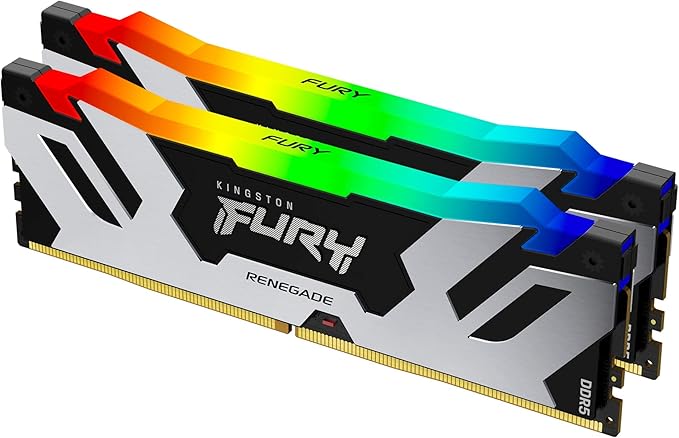 ოპერატიული მეხსიერება Kingston 64GB (2x32GB) DDR5 6400MT/s CL32 FURY Renegade Silver/Black RGB XMP (KF564C32RSAK2-64) | (Kit of 2) 2RX8 32-39-39 1.4V 288-pin 16Gbit
