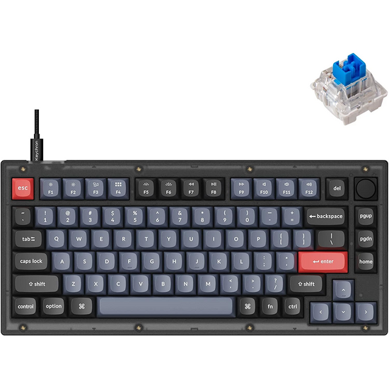 კლავიატურა Keychron V2 68 Key QMK Keychron K PRO Blue Hot-Swap RGB Knob Frosted Black V2C2_KEYCHRON