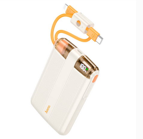 პორტატული დამტენი Hoco J127 Mecha dual PD20W power bank with cable and digital display(mini)(10000mAh) milky white