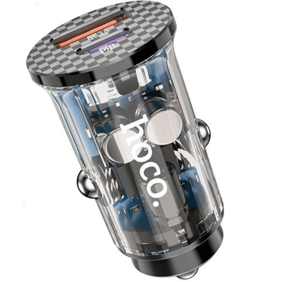 ტელეფონის დამტენი მანქანისთვის  Hoco DZ3 Dual port car charger set with Cable Type-C Balck