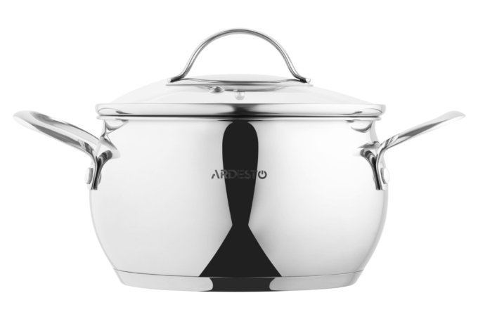 ქვაბი Ardesto Casserole with glass lid Gemini Liguria, 3l, stainless steel AR4330GB