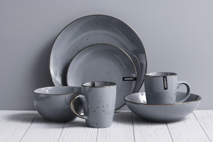 თეფში Ardesto Dessert plate Bagheria Grey, 19cm, ceramics, gray