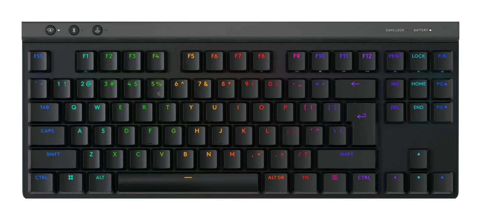 USB + RF Wireless + Bluetooth მექანიკური კლავიატურა  LOGITECH G515 LIGHTSPEED TKL Gaming Keyboard - BLACK - US INT'L - 2.4GHZ/BT - EMEA28i-935 - TACTILE