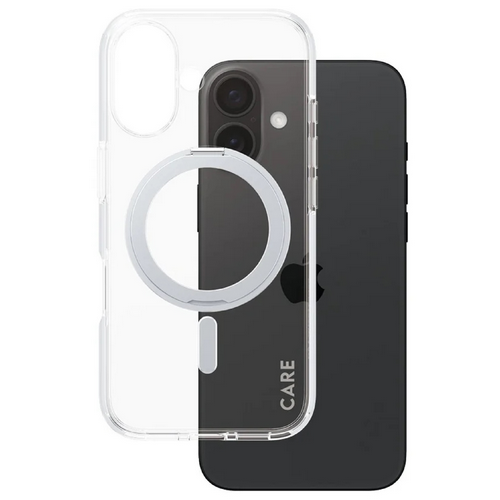 მობილურის ქეისი CARE by PanzerGlass iPhone 16 Feature Case Transparent w. Silver Kickstand & MagSafe (5715685003875)