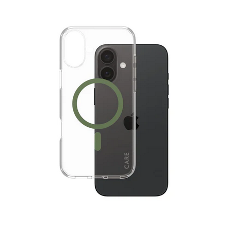 მობილურის ქეისი CARE by PanzerGlass iPhone 16 Plus Flagship Case Transparent Urban Combat w. Green MagSafe (5715685004377)