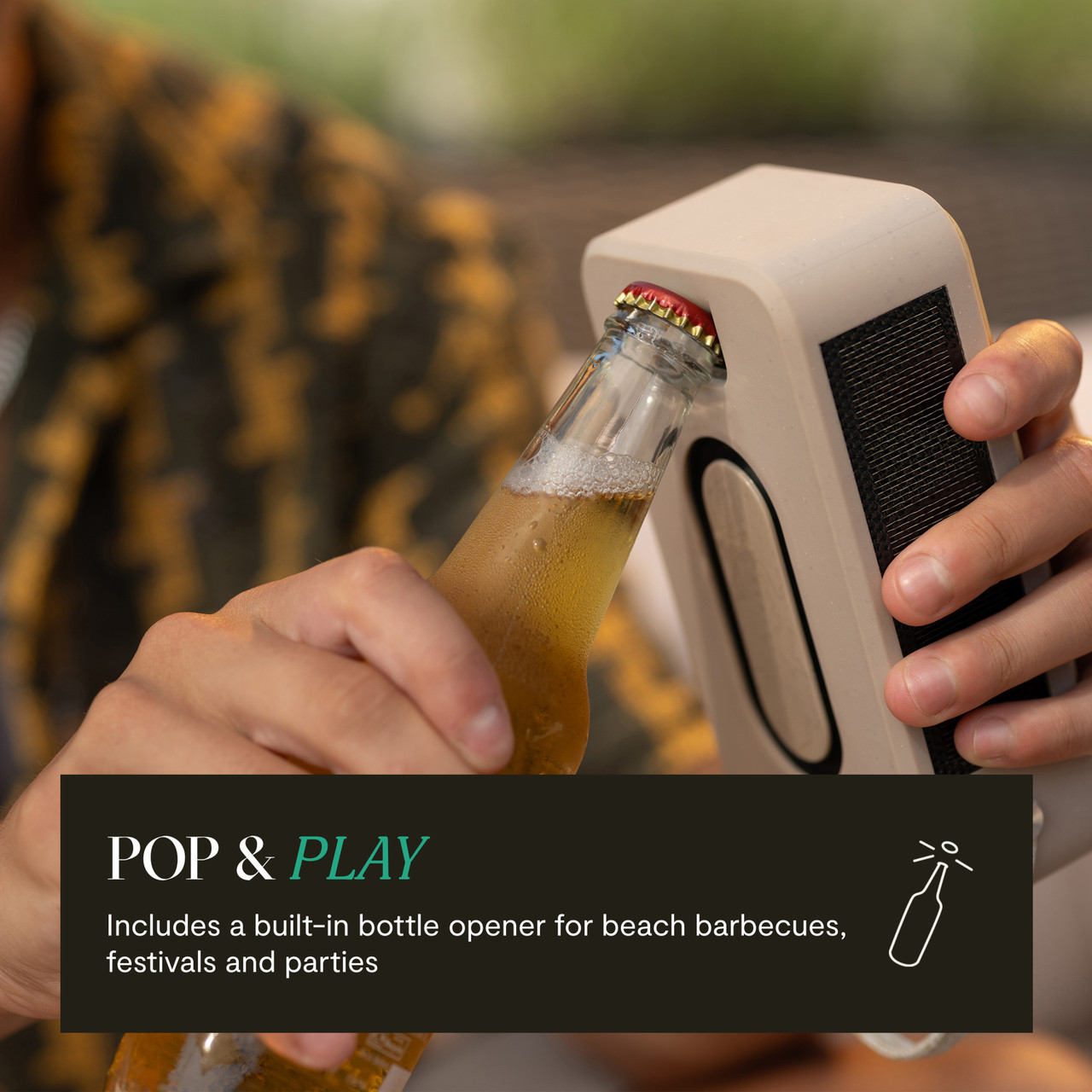 Bluetooth დინამიკი House Of Marley EM-JA023 Roots Solar Cream (EM-JA023-CE) | IP67 Fully Waterproof Protection | Solar Panel | 14 Hours of Continuous Playtime | Stereo and Party Pair Modes | Bottle Opener | USB-A to USB-C Charging Cable