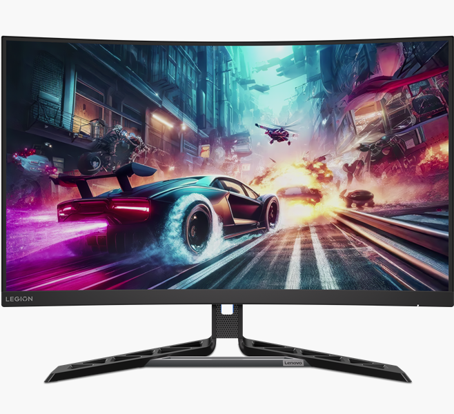Gaming მონიტორი Lenovo Legion R32qc-30 (67C8GAC1EU) 31.5" CURVED 1500R,  VA 2K 2560x1440, 3000:1, 180Hz, 350 cd/m², 0.5 ms (MPRT), 3Wx2, 2x HDMI® 2.1 TMDS, 1x DP 1.4 (HBR2), VESA mount 100mm, 3YrW